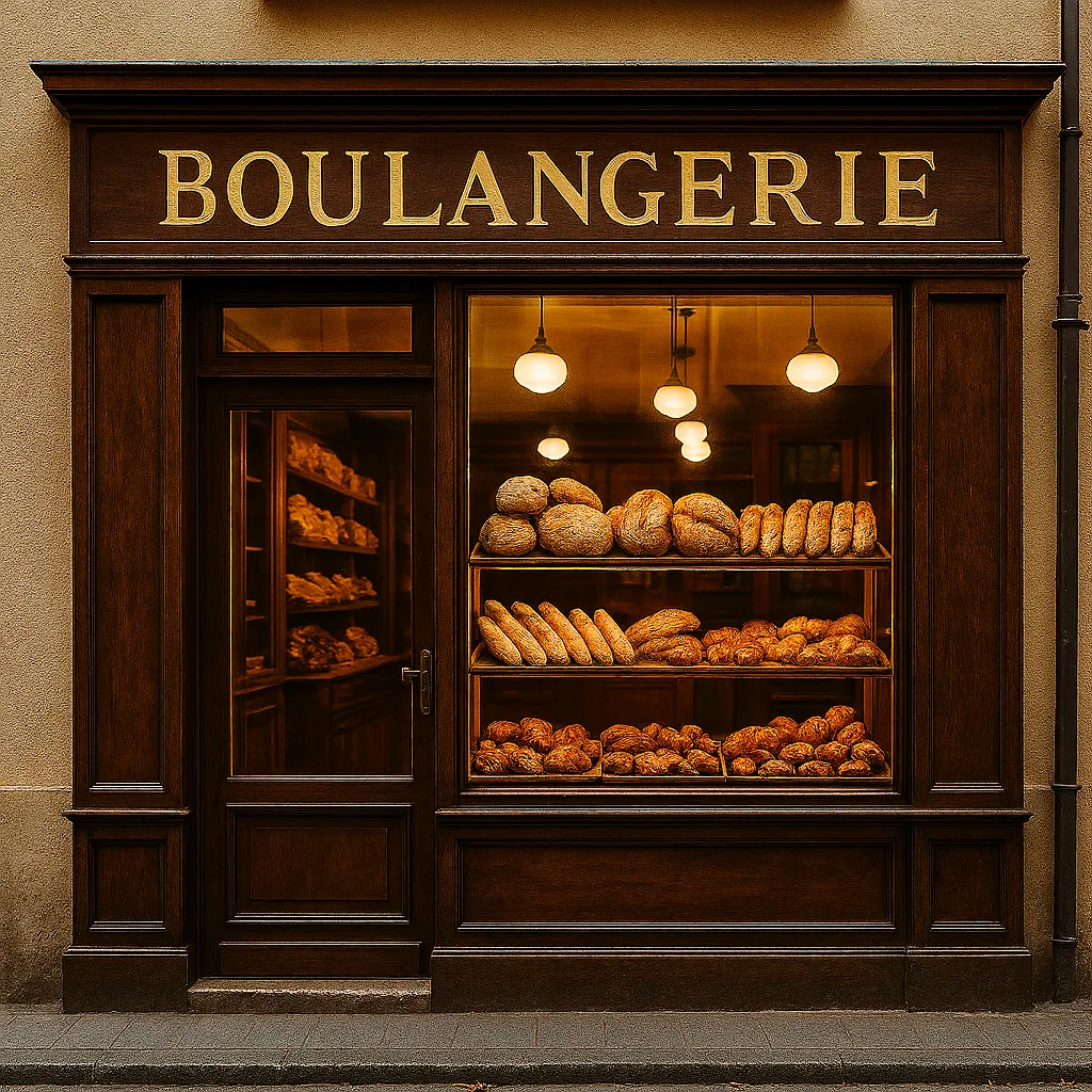 Façade et vitrine de la boulangerie