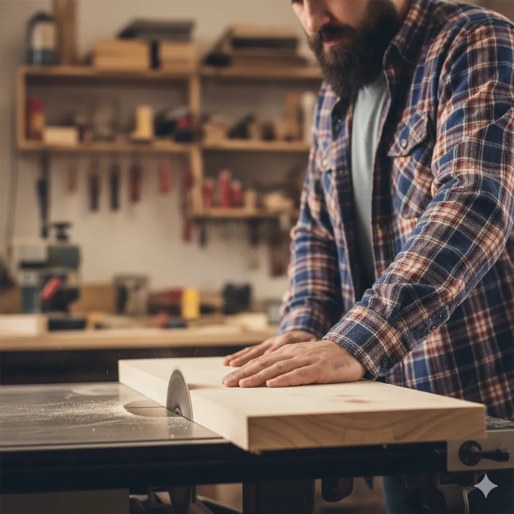 Découpe de planches à la scie circulaire