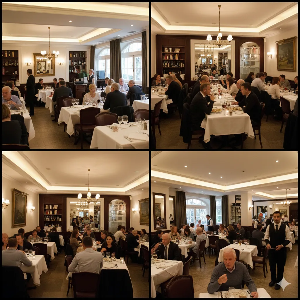 Salle de restaurant avec tables dressées prêtes au service